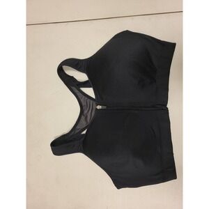 Layers Qwick-Dry Sports Bra 1X Black Full Zip Front Activewear Womens Plus Size